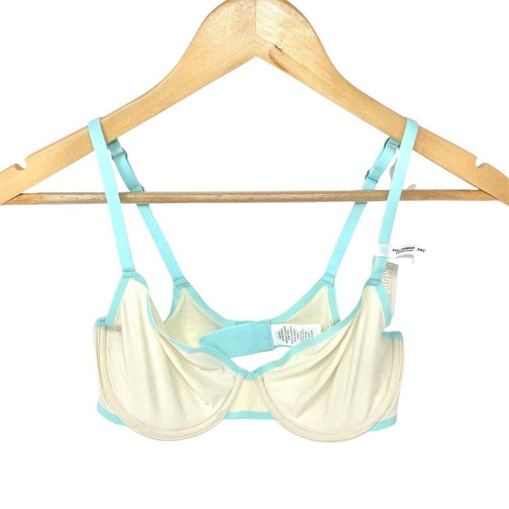 Aerie SMOOTHEZ Sheer Full Coverage Unlined Underwire Cream Bra Women's 34C $40